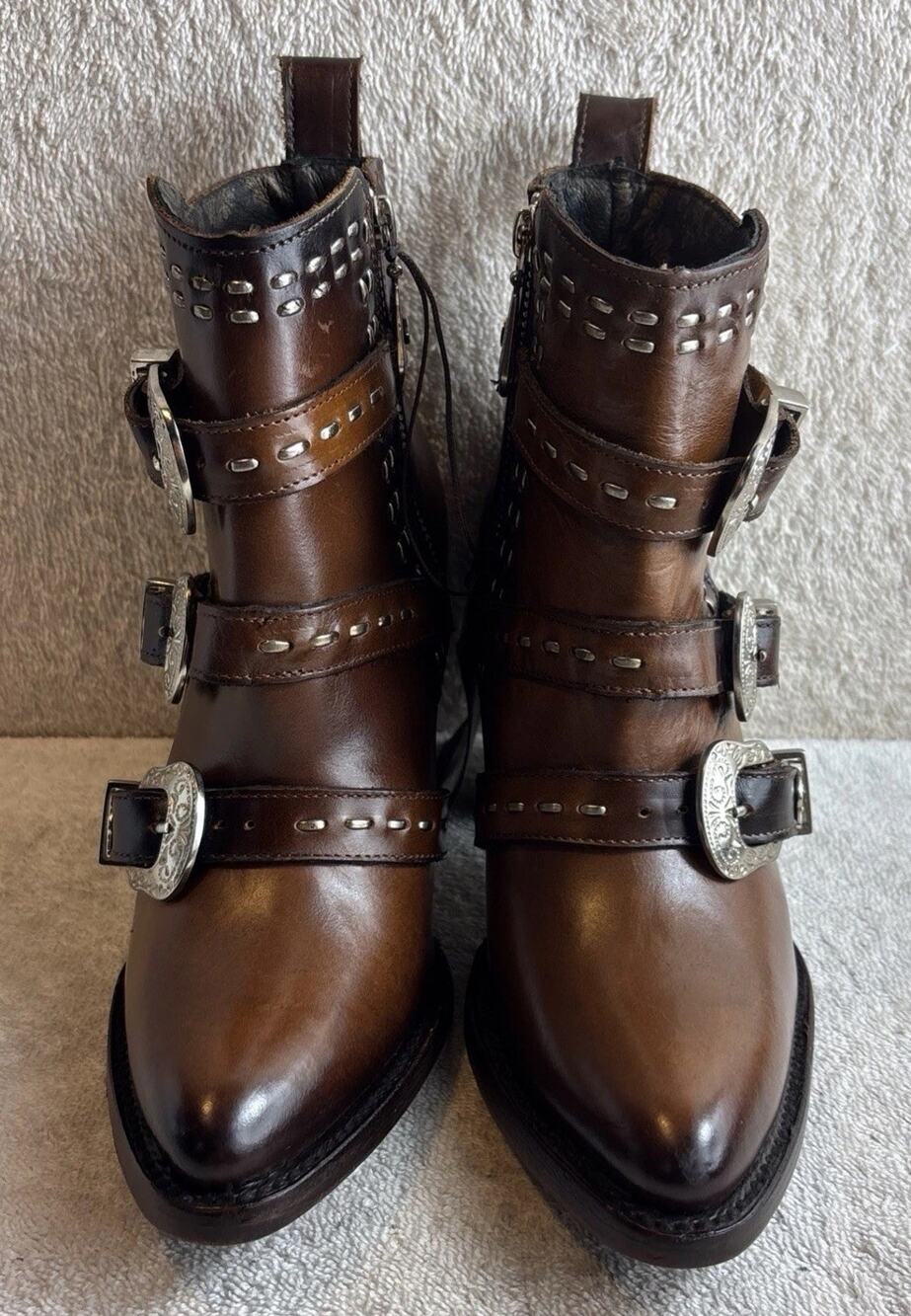 Cuadra Women Golden Harness BroLeather Ankle Boots Size 6 M 30433